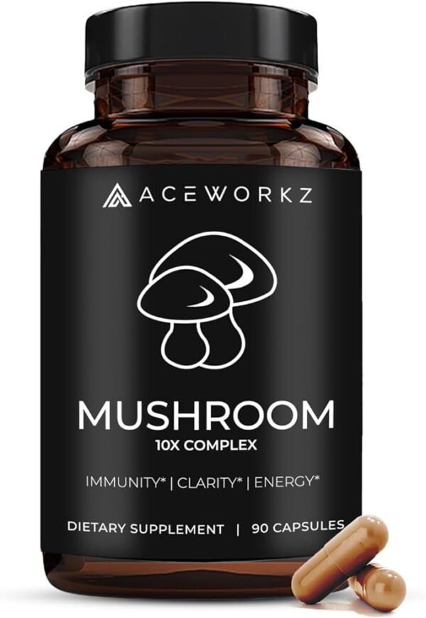 ACEWORKZ Mushroom Nootropic Brain Supplement - Lions Mane, Reishi and Cordyceps