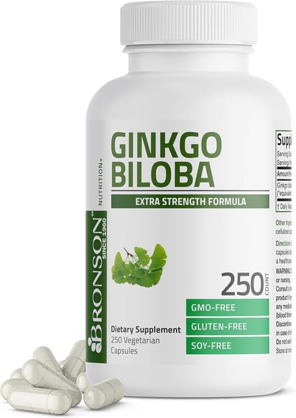 Bronson Ginkgo Biloba Extra Supports Brain Function & Memory Support, 120 Vegetarian Capsules