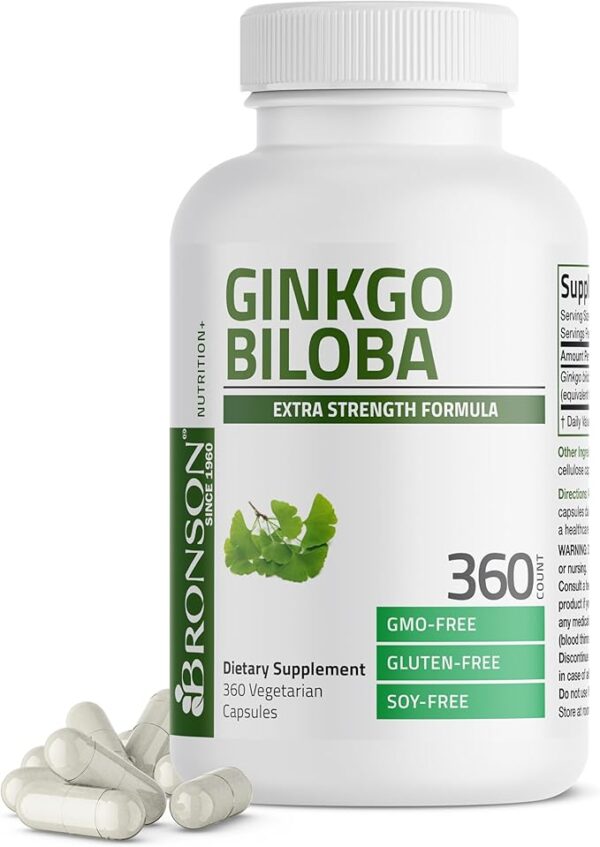 Bronson Ginkgo Biloba Extra Supports Brain Function & Memory Support, 120 Vegetarian Capsules