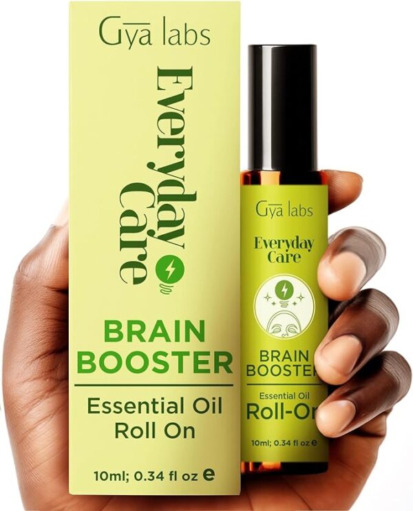 Gya Labs Focus Booster Essential Oil Roll On - Supports Sustained Sense of Focus for Studies & Tasks - Made with 100% Pure Aromatherapy Focus Essential Oils like Geranium, Eucalyptus Oil (0.34 Fl Oz)