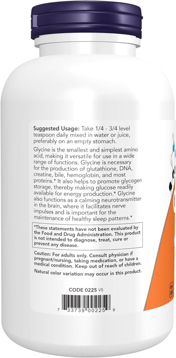 NOW Supplements, Glycine Pure Powder, Promotes Restful Sleep*, Neurotransmitter Support*, 1-Pound