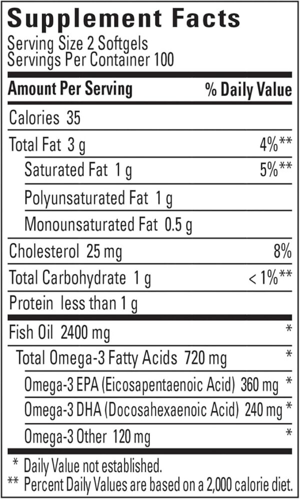 Nature Made Burp Less Ultra Omega 3 Fish Oil Supplements 1400 mg, Omega 3 Supplement for Healthy Heart, Brain and Eyes Support, One Per Day, 90 Softgels