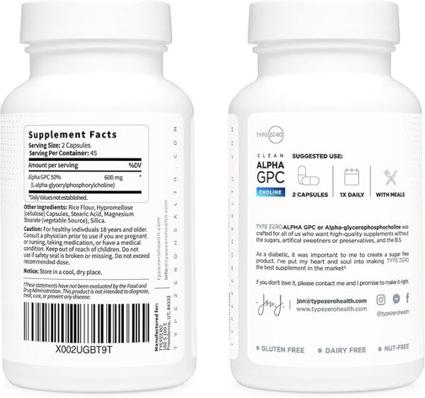 Clean Nutraceuticals Alpha GPC Choline 300mg Phosphatidylserine 3